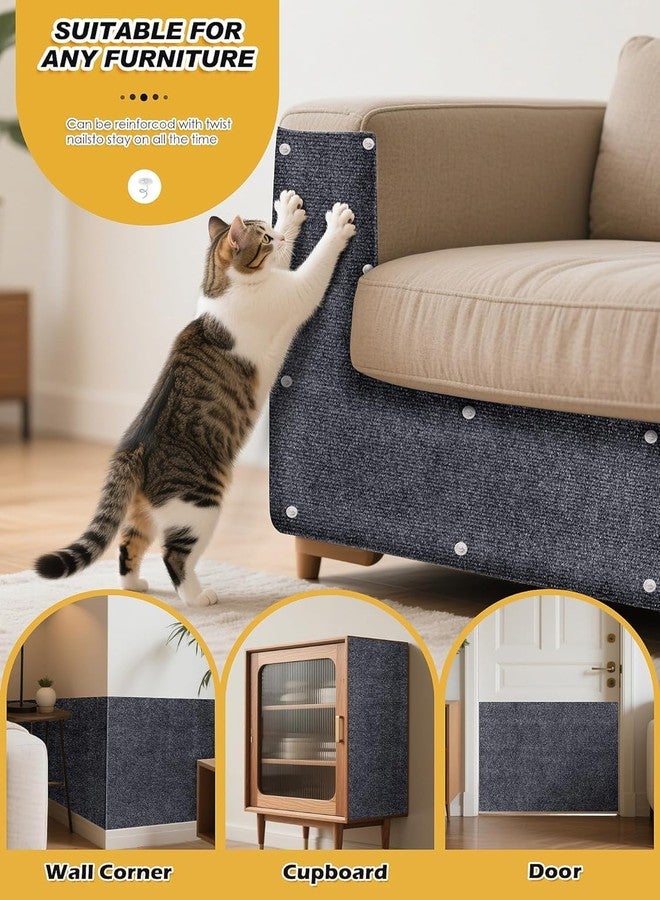 YORTEN Dark Gray Cat Scratching Mat Self-Adhesive Carpet Mat Trimmable Replacement for Cat Tree, Cat Wall Shelves, Couch Furniture Protector - Image 5